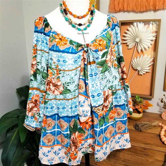 Cato Tops - Top, Blouse. Aqua Coral Teal Multi, Floral Print. Cato Brand. Size 18/20W. NWT.